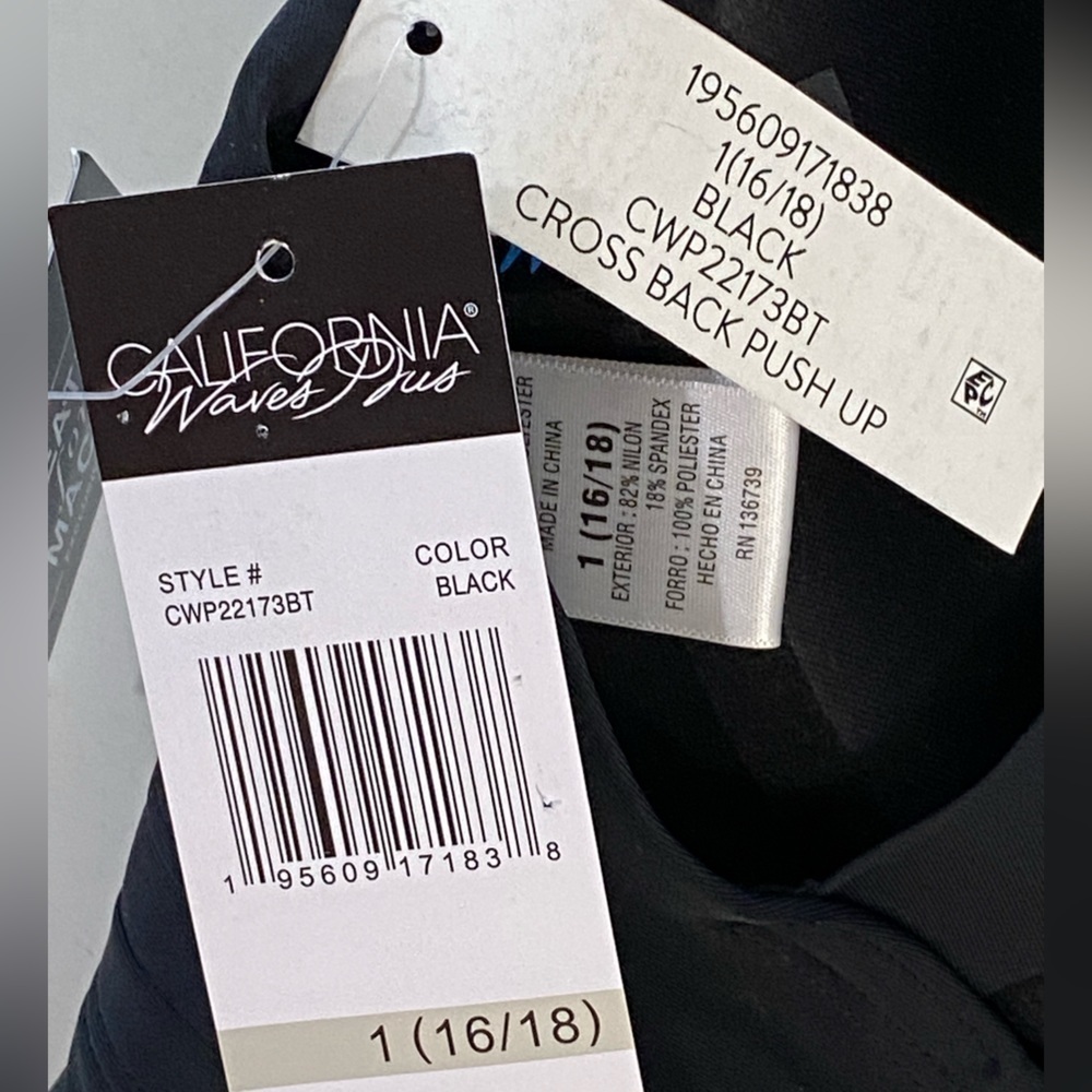 California Waves Plus Size Molded Cup Bikini Top, Created for Macy's Sz 16/18 - Picture 12 of 14